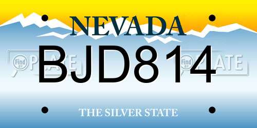 BJD814 Nevada License Plate