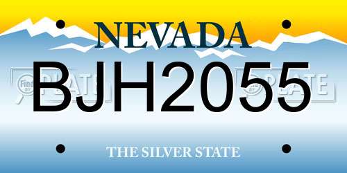 BJH2055 Nevada License Plate