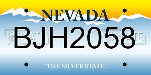 BJH2058 Nevada License Plate