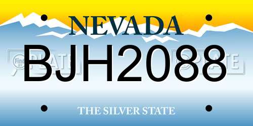 BJH2088 Nevada License Plate