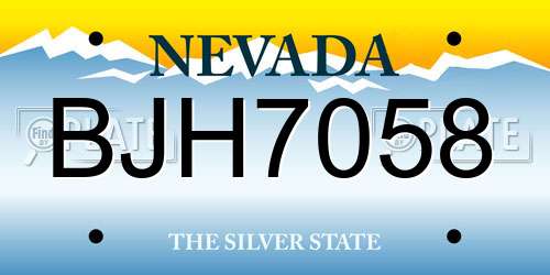 BJH7058 Nevada License Plate