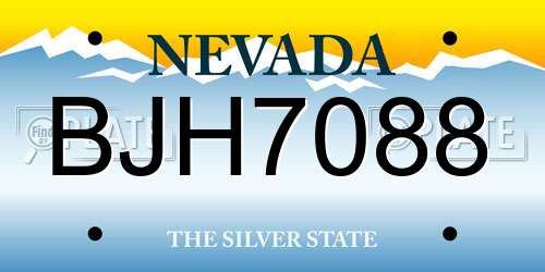 BJH7088 Nevada License Plate