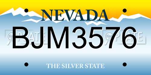BJM3576 Nevada License Plate