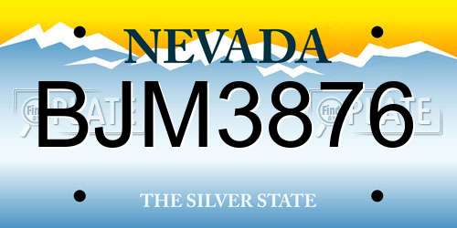 BJM3876 Nevada License Plate