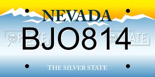 BJO814 Nevada License Plate