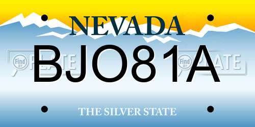 BJO81A Nevada License Plate