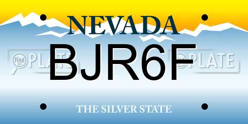 BJR6F Nevada License Plate