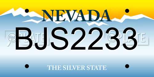 BJS2233 Nevada License Plate