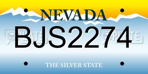 BJS2274 Nevada License Plate