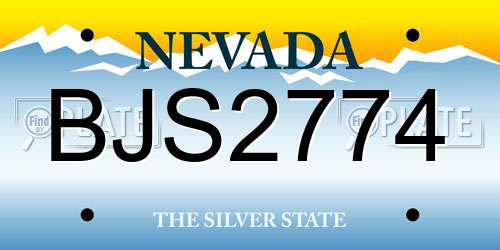 BJS2774 Nevada License Plate