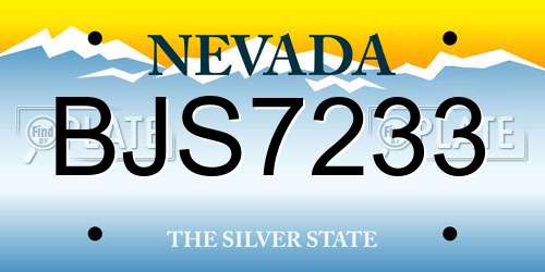 BJS7233 Nevada License Plate