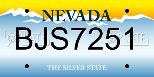 BJS7251 Nevada License Plate
