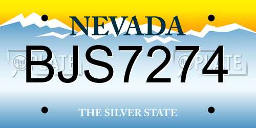 BJS7274 Nevada License Plate