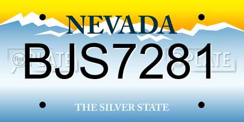 BJS7281 Nevada License Plate