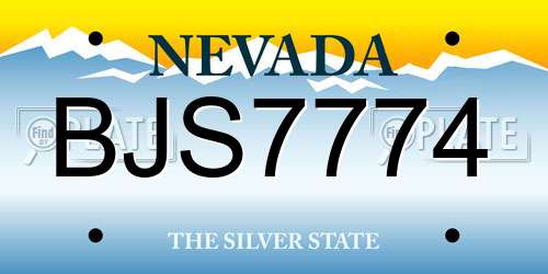 BJS7774 Nevada License Plate