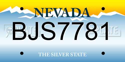 BJS7781 Nevada License Plate