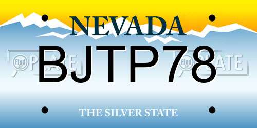 BJTP78 Nevada License Plate