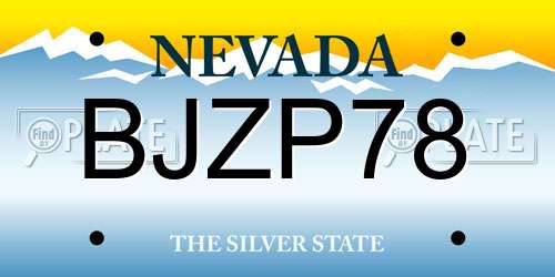 BJZP78 Nevada License Plate