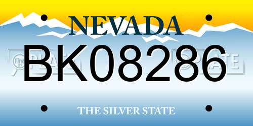 BK08286 Nevada License Plate