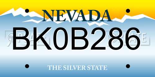 BK0B286 Nevada License Plate