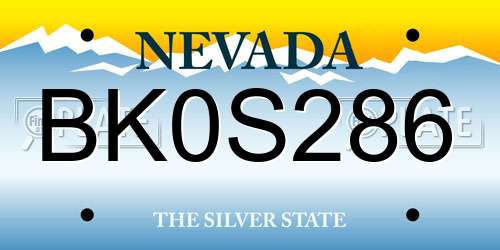 BK0S286 Nevada License Plate