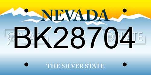 BK28704 Nevada License Plate