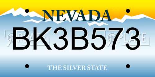 BK3B573 Nevada License Plate
