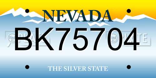 BK75704 Nevada License Plate