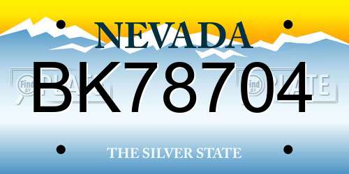 BK78704 Nevada License Plate