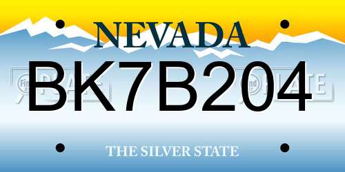 BK7B204 Nevada License Plate