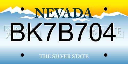 BK7B704 Nevada License Plate