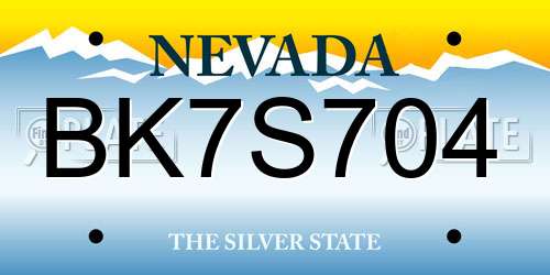 BK7S704 Nevada License Plate