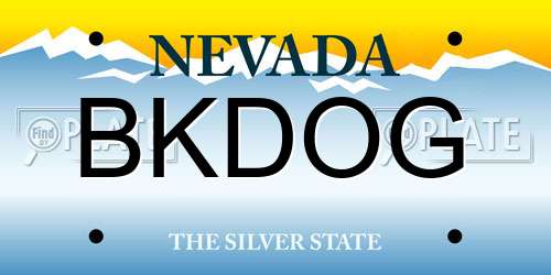 BKDOG Nevada License Plate
