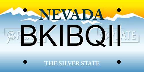 BKIBQII Nevada License Plate