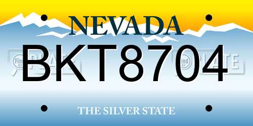 BKT8704 Nevada License Plate