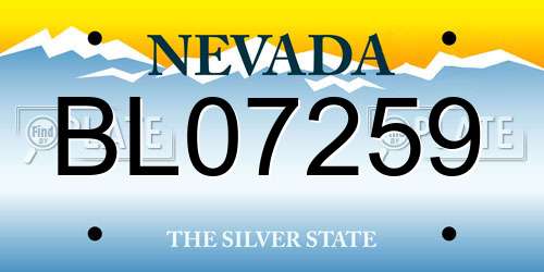 BL07259 Nevada License Plate