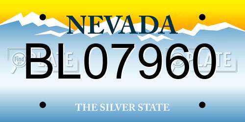 BL07960 Nevada License Plate