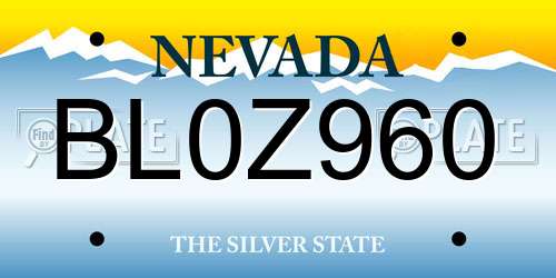 BL0Z960 Nevada License Plate