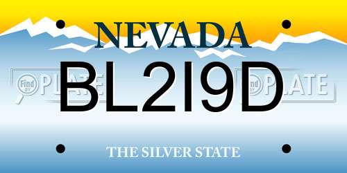 BL2I9D Nevada License Plate