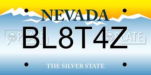 BL8T4Z Nevada License Plate