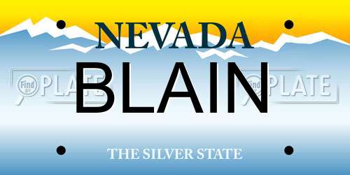 BLAIN Nevada License Plate