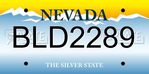 BLD2289 Nevada License Plate