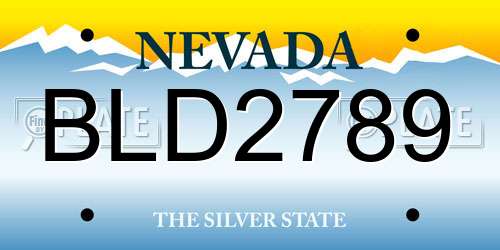 BLD2789 Nevada License Plate