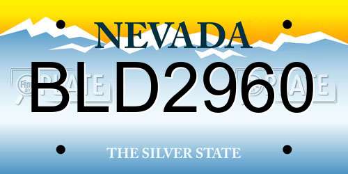 BLD2960 Nevada License Plate