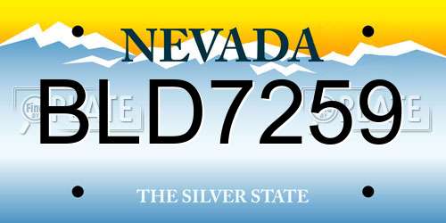 BLD7259 Nevada License Plate