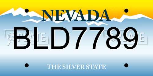 BLD7789 Nevada License Plate