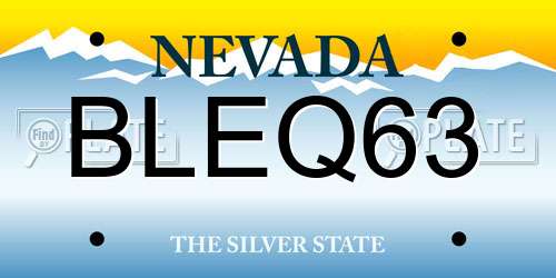 BLEQ63 Nevada License Plate