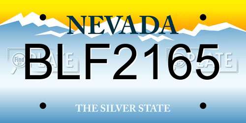 BLF2165 Nevada License Plate