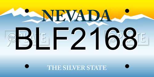BLF2168 Nevada License Plate