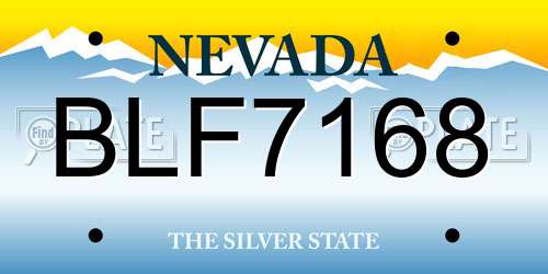 BLF7168 Nevada License Plate